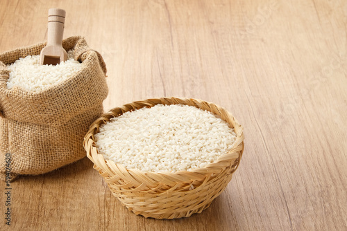 Rice grains for zakat, Islamic zakat concept 