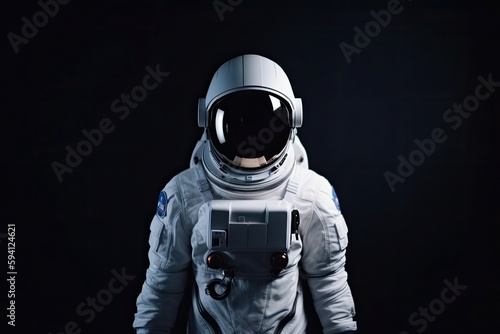man in a space suit taking photographs with a camera. Generative AI