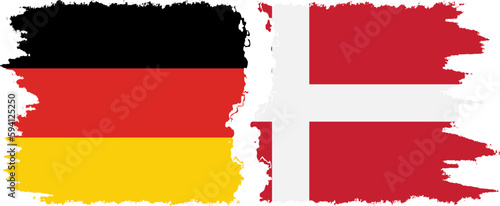 Denmark and Germany grunge flags connection vector