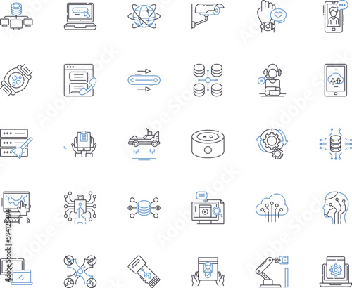 Devices line icons collection. Smartph, Tablet, Laptop, Smartwatch, Headphs, Mouse, Keyboard vector and linear illustration. Tracker,GPS,Dr outline signs set