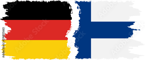 Finland and Germany grunge flags connection vector