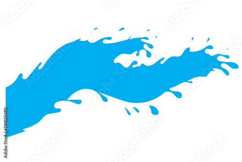 Hand shape, blue water splashes. Blue paint splashes on a white background. 