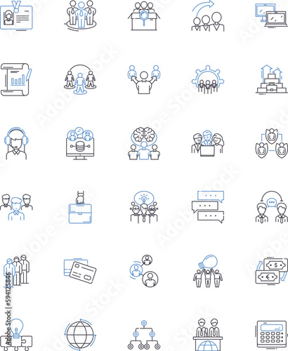 Peer-to-Peer line icons collection. Decentralized, Sharing, Nerk, Collaboration, Trustless, Blockchain, Cryptography vector and linear illustration. Community,Transparency,Distributed outline signs