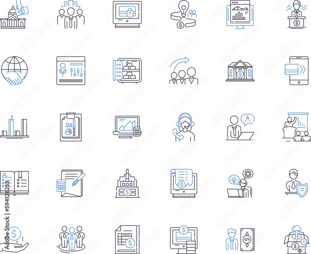 Budgeting and forecasting line icons collection. Budget, Forecasting, Planning, Analysis, Projections, Estimates, Control vector and linear illustration. Management,Economics,Trends outline signs set