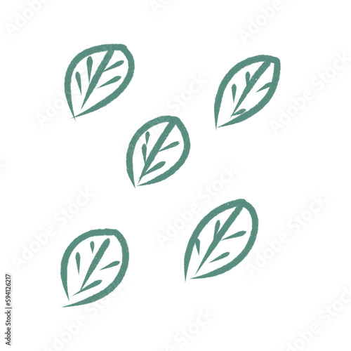 set of green leaves