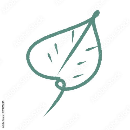 green leaf isolated on white, Illustration digital art.