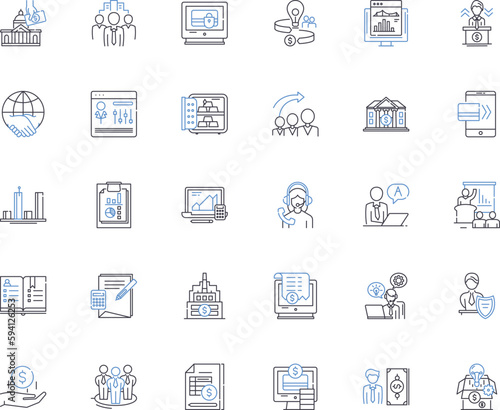 Budgeting and forecasting line icons collection. Budget, Forecasting, Planning, Analysis, Projections, Estimates, Control vector and linear illustration. Management,Economics,Trends outline signs set © michael broon