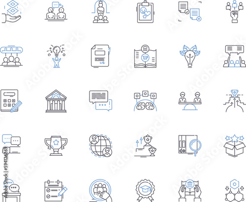 Scholarship line icons collection. Grant, Award, Funding, Education, Opportunities, Assistance, Support vector and linear illustration. Merit,Endowment,Opportunity outline signs set