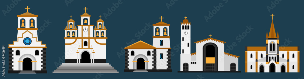 Spanish and Latin American Churches / Ai Illustrator / 2d Vector Models