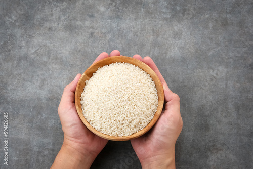 Rice grains for zakat, Islamic zakat concept
