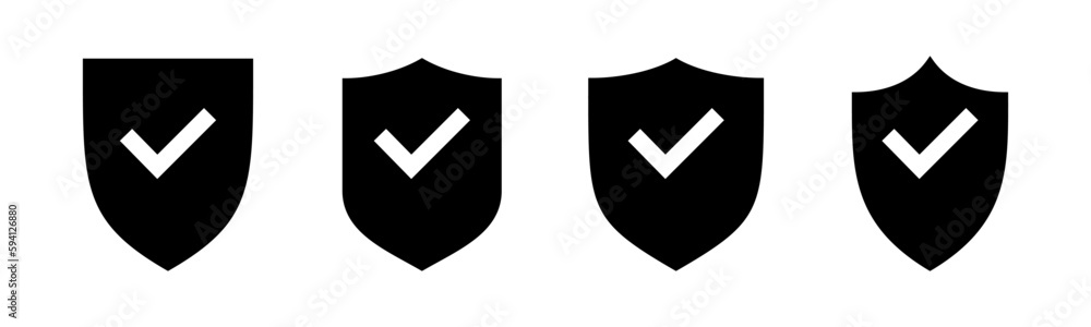 Shield check mark icon vector illustration. Protection approve sign. Insurance icon Shield check mark icon vector illustration. Protection approve sign. Insurance icon