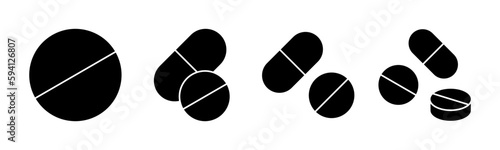 Pills icon vector illustration. capsule icon. Drug sign and symbol