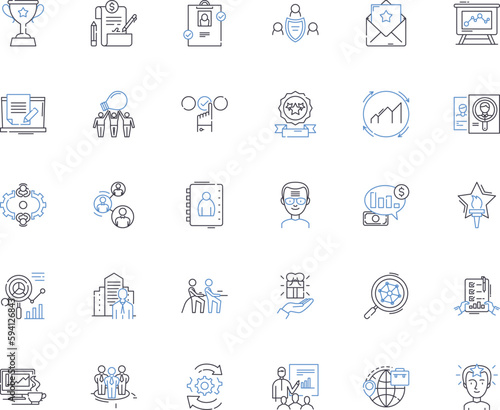 Entrepreneurship evolution line icons collection. Innovation, Adaptability, Risk-taking, Persistence, Vision, Growth, Inspiration vector and linear illustration. Transformation,Creativity,Leadership