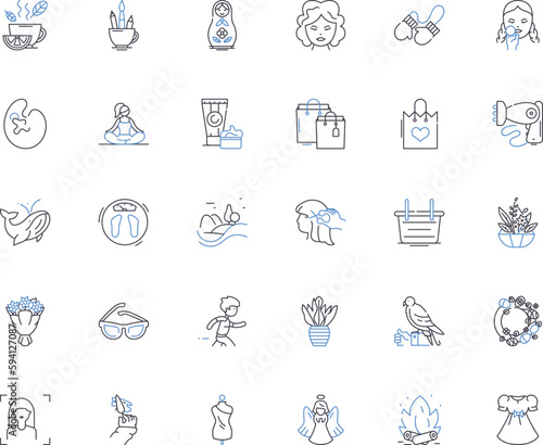 Splendor line icons collection. Luxury, Elegance, Opulence, Magnificence, Grandeur, Glamour, Majesty vector and linear illustration. Sumptuousness,Splendiferous,Gorgeousness outline signs set
