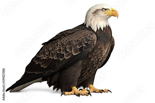 majestic bald eagle standing on a plain white background. Generative AI