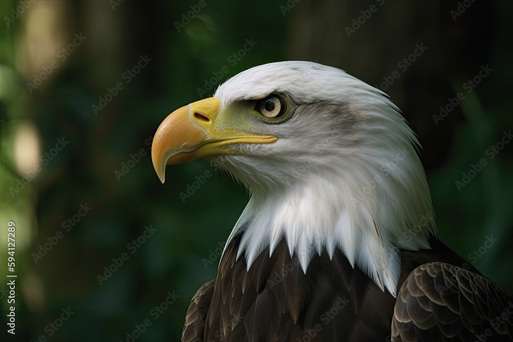 majestic bald eagle in front of a vibrant green background. Generative AI majestic bald eagle in front of a vibrant green background. Generative AI