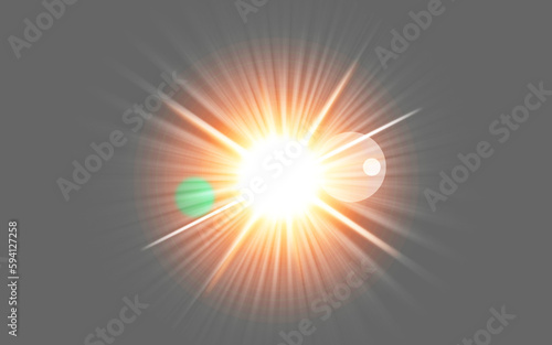 PNG, flare and sun on a transparent background to simulate an explosion, a star or light. Digital, special effects and cgi with a spotlight or sparkle illustration for graphic design