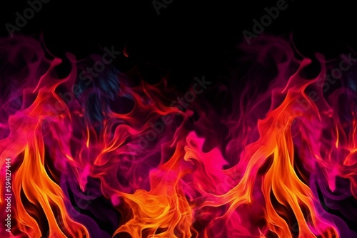 Burning flame background material abstract hand - drawn neon color pink. AI generative