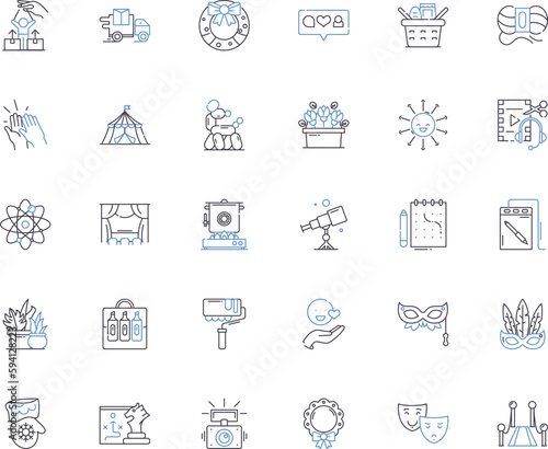 Interest line icons collection. Hobbies, Passions, Activities, Enthusiasm, Curiosity, Fascination, Obsession vector and linear illustration. Pleasure,Entertainment,Leisure outline signs set