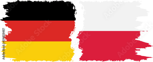 Poland and Germany grunge flags connection vector