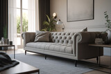 stylish living room interior with empty sofa,  Generative AI