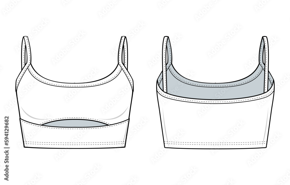 Stockvector Cut out cropped Cami top fashion drawing template. with a ...