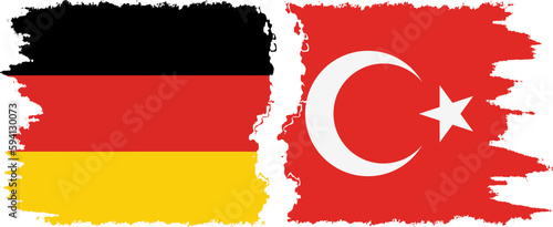 Turkey and Germany grunge flags connection vector