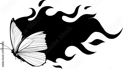 Fire Butterfly Streetwear and Edgy Logos, in Black and White New Style