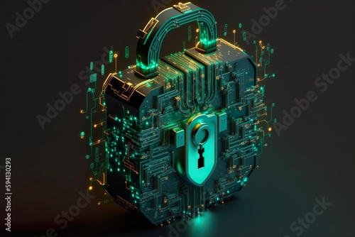 futuristic encryption lock  photo