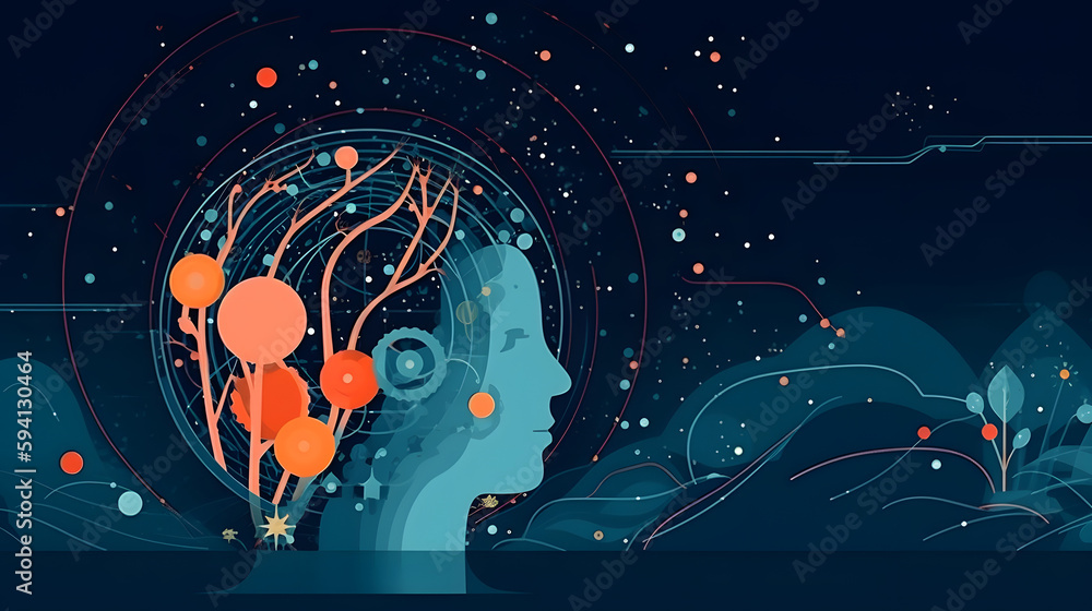 Breaking Through the Limits: The Power of Expanding Consciousness - A Flat Design Illustration, AI Generative Breaking Through the Limits: The Power of Expanding Consciousness - A Flat Design Illustration, AI Generative