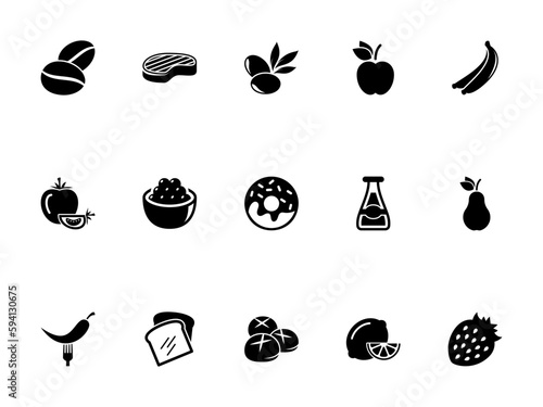 Simple vector icon on a theme food, meat, fruits, vegetables, sweets, caviar