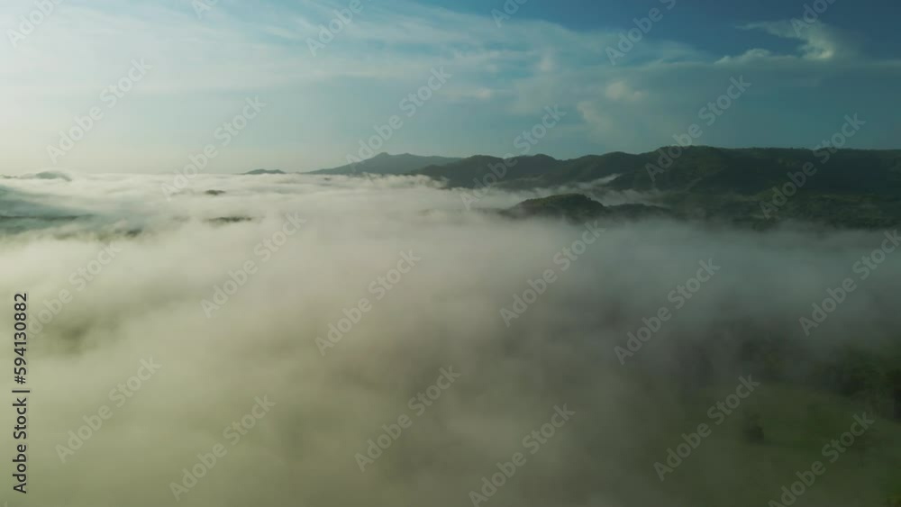 Low Cloud Over Jungle Mountains In Costa Rica At Sunset, 4K Drone