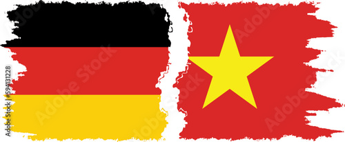 Vietnam and Germany grunge flags connection vector