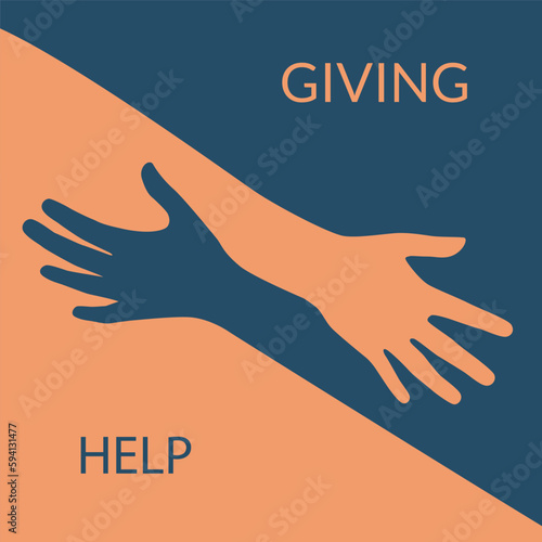 Helping hand concept. Gesture, sign of help and hope. Two hands taking each other.