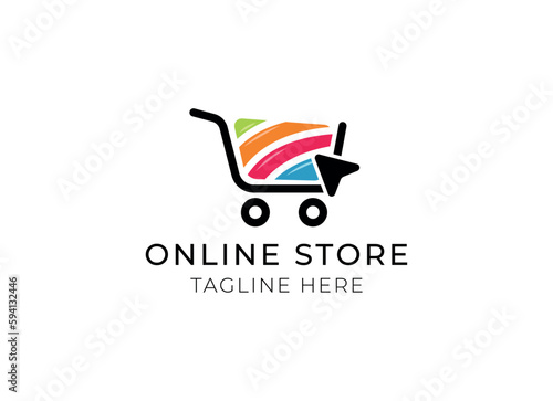 Online shop vector logo for business.