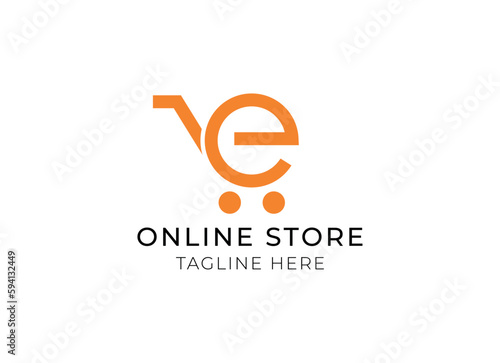 Online shop vector logo for business.