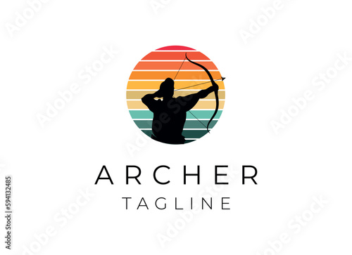 Archery man logo design vector template