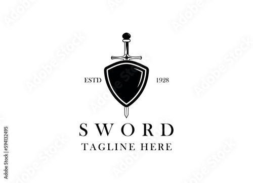 Sword Knight Logo Design. Knight empire vector logo
