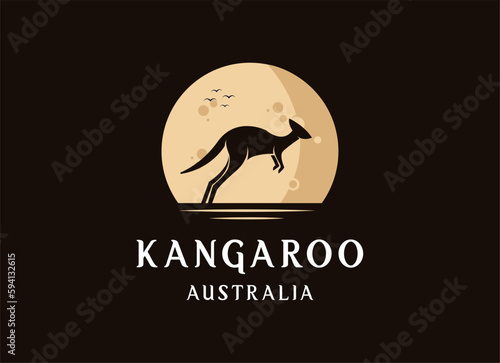 Kangaroo Logo Vector Design. Australian animal kangaroo.
