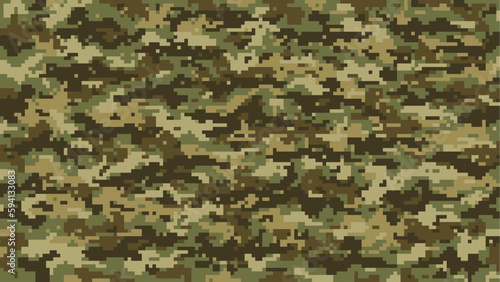 Grass ground pixel, military camouflage pattern background, vector army camo. 8 bit digital texture of pixel camouflage pattern, abstract print of soldier uniform in green forest mosaic camouflage photo