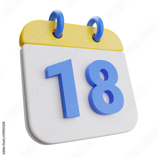 3d render calendar 18th.