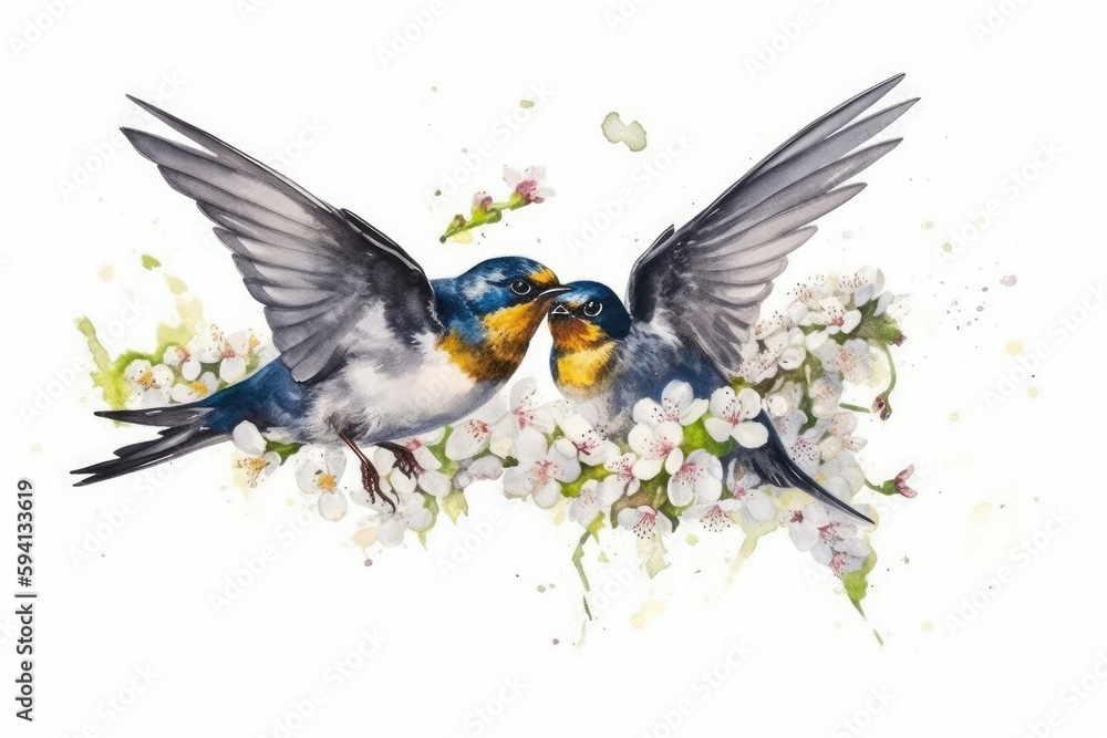 Obraz premium two birds in flight. Generative AI