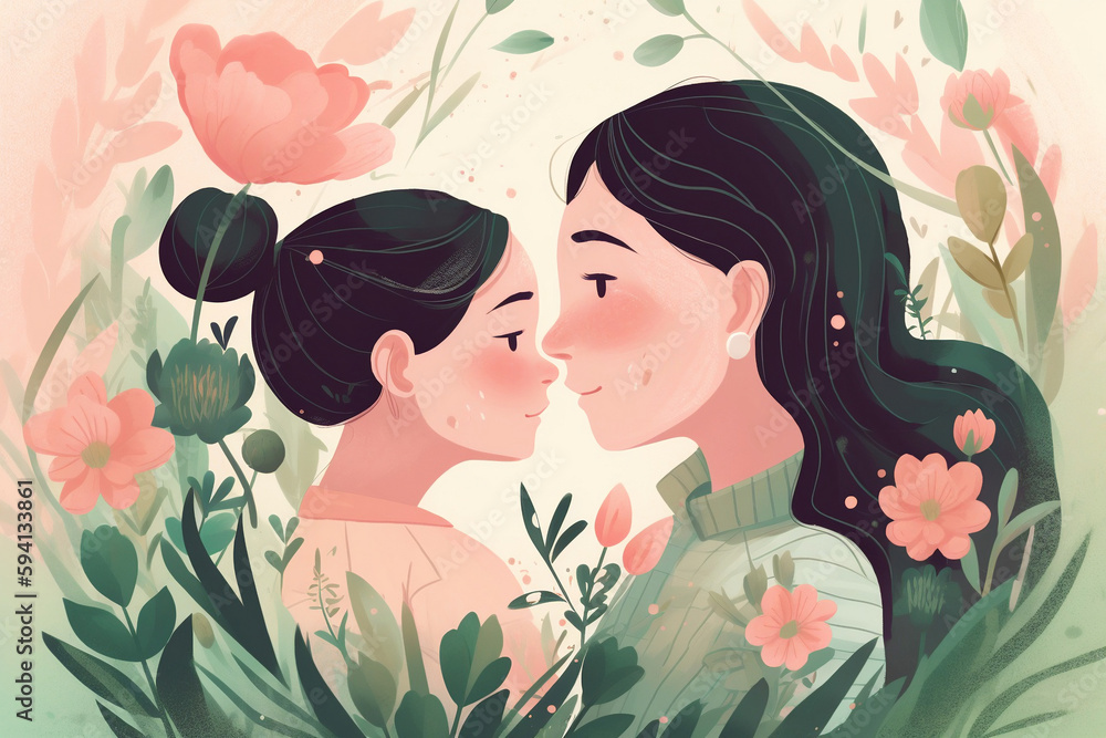 Illustration for Mother's Day, Generative AI Illustration for Mother's Day, Generative AI