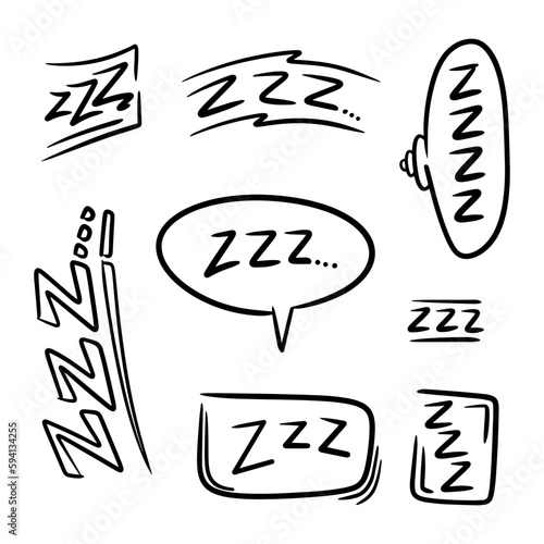 Hand drawn zzz symbol for sleeping, doodle illustration vector
