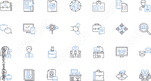 Finance specialist line icons collection. Investment, Budgeting, Accountant, Analysis, Reporting, Forecasting, Consulting vector and linear illustration. Mortgage,Taxation,Risk outline signs set
