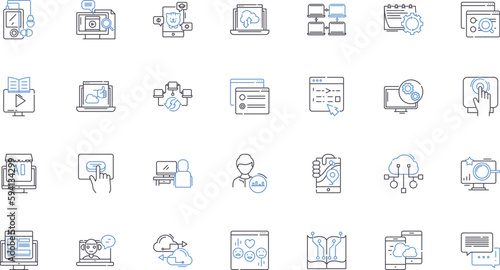 Automated line icons collection. Robotics, Mechanized, Autonomous, Digital, Programmed, Automated, Smart vector and linear illustration. Machine-driven,Scripted,Electronic outline signs set