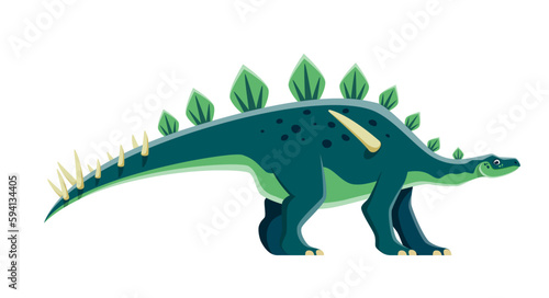 Cartoon dinosaur character  Lexovisaurus cute dino of Jurassic  vector kids toy lizard. Lexovisaurus dinosaur of stegosaur species genus  prehistoric reptile and funny paleonotology extinct animal