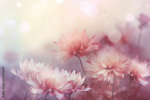 Pastel background with flowers for mother's day, nice background for graphic elements monotone with blurred flowers, Generative AI