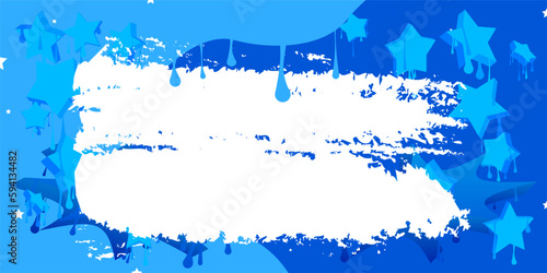 Blue graffiti background with white brush stroke. Abstract modern street art backdrop performed in urban painting style.