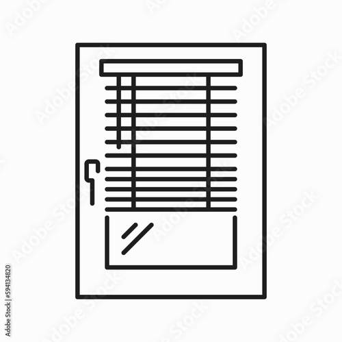 Window horizontal blind, isolated line icon of sun protection shade. Vector room darkening and light blocking jalousie, window blinds on roller